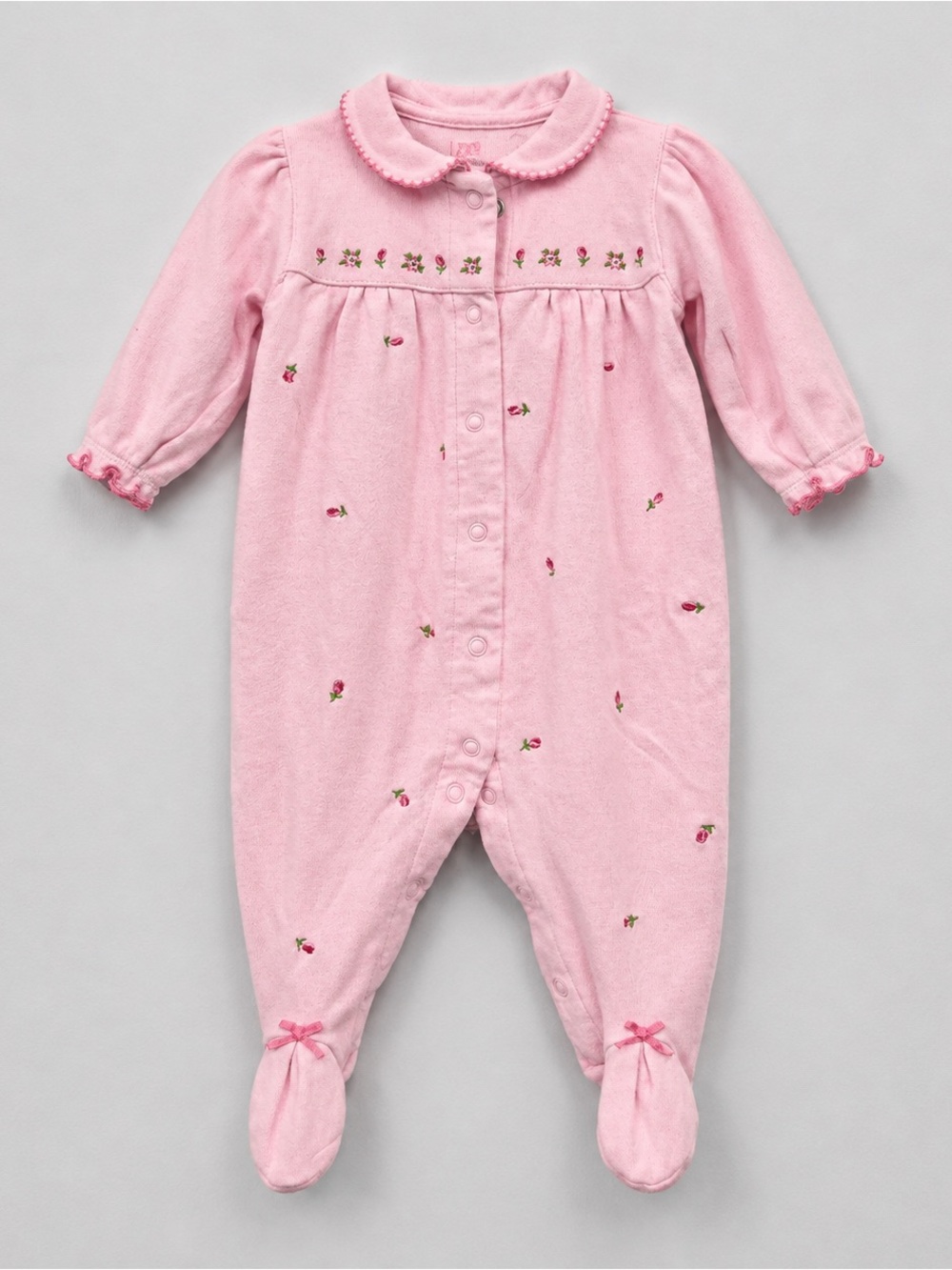 Carter's Pink Floral Embroidered Footed One-Piece 6 months
